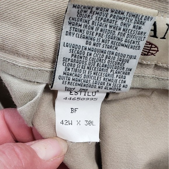 Savane light tan casual pants with pleated front and cuffed hem size 42/30 - Picture 5 of 6